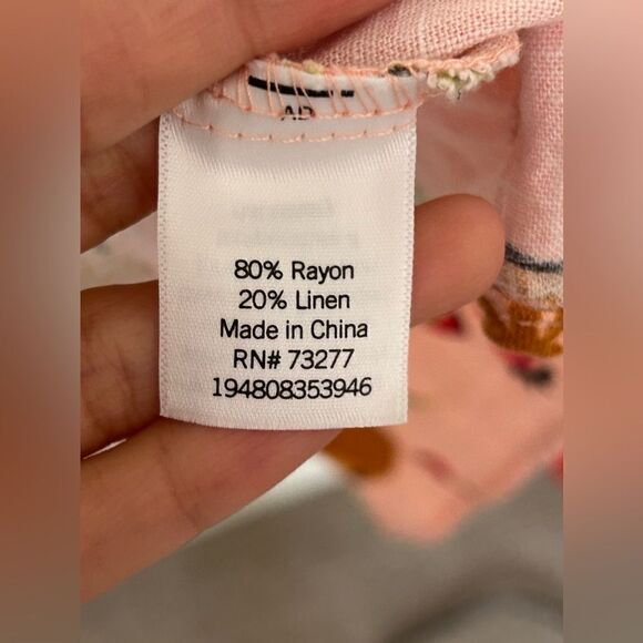 Lauren Conrad Linen Dress Fruits Print Corset Cups Midi Dress - Picture 9 of 16